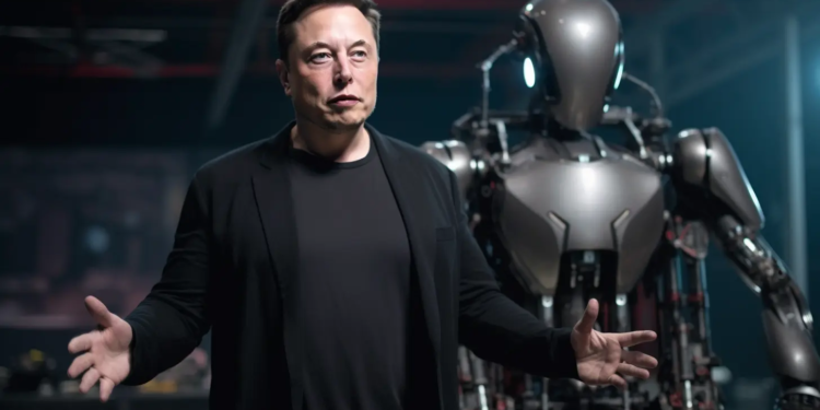 Zdroj: prompt [Elon Musk posing with android]