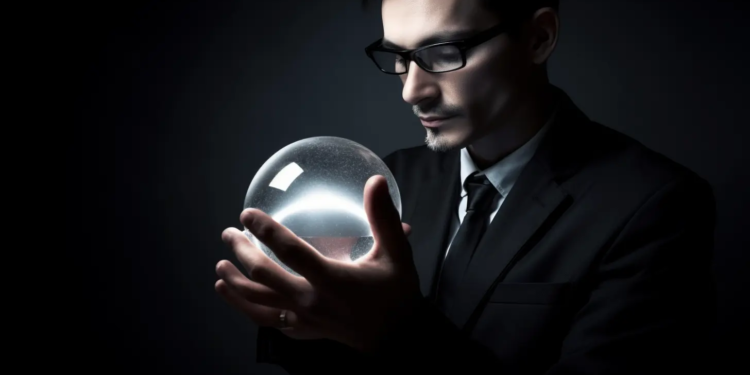 Zdroj: prompt [financial analyst looking into the crystal ball]