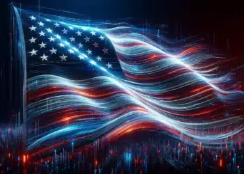 USA vlajka v digitálním prostoru