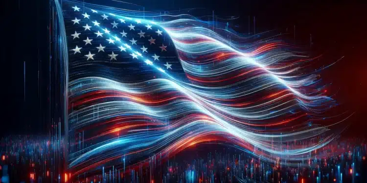 USA vlajka v digitálním prostoru