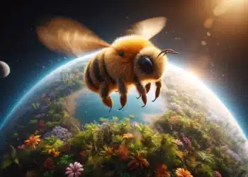 Včelka nad květnatou planetou