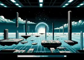 Digitální retro pixel-art prostředí