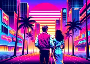 Miami vice woman with man in the city