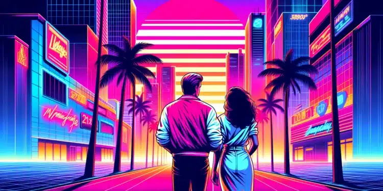 Miami vice woman with man in the city