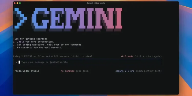 AI nástroj Gemini CLI v příkazovém řádku