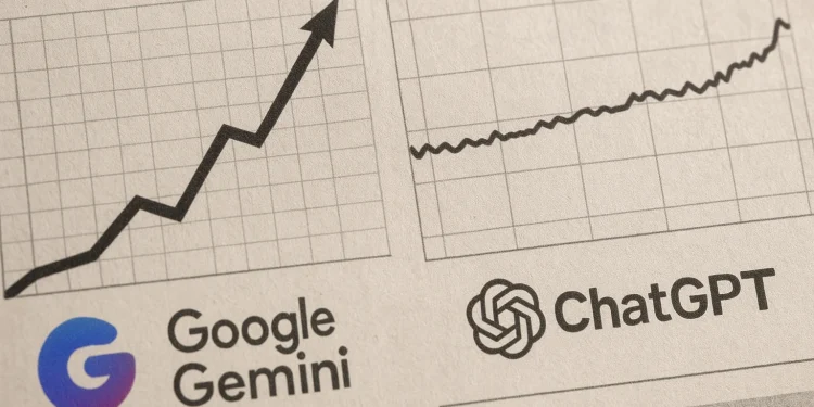 Google Gemini roste, ChatGPT zpomaluje